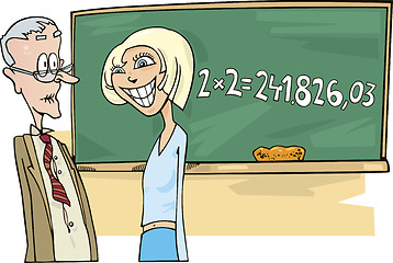 Image showing School girl with math problem