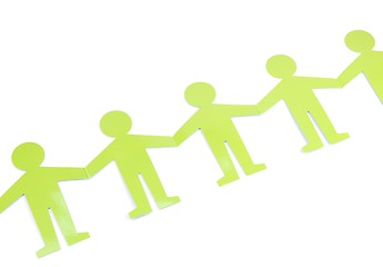 Image showing Social networking with green figures (holding hands)