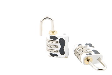 Image showing Cow pattern combination padlock on white