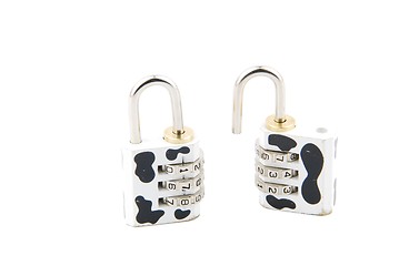 Image showing Cow pattern combination padlock on white