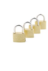 Image showing Golden closed padlocks on white