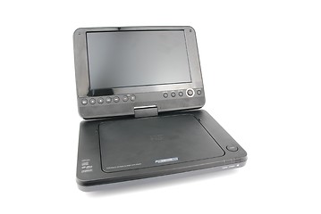 Image showing Black portable DVD player on white