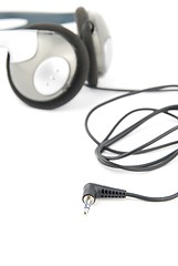 Image showing Headphones with cord on white