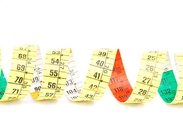 Image showing Curled measuring tape on white