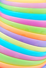 Image showing Stacked colorful bowls background