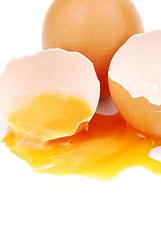 Image showing Broken egg with the yolk and white oozing out