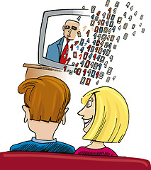 Image showing Couple watching Digital Television