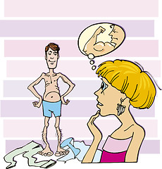 Image showing Shocked woman and thin guy