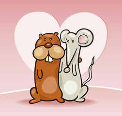 Image showing Hamster and mouse in love