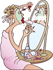 Image showing Woman doing make-up