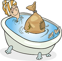 Image showing Woman taking bath with cereals