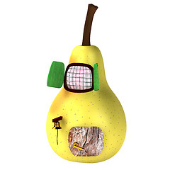 Image showing 3d light yellow pear house isolated