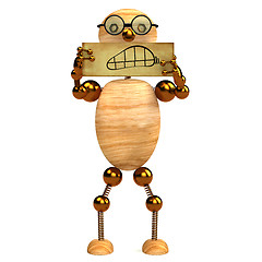 Image showing 3d wood man angry