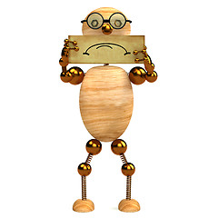 Image showing 3d wood man sad
