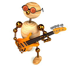 Image showing 3d wood man bass guitar player