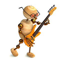 Image showing 3d wood man bass guitar player