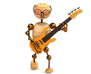 Image showing 3d wood man bass guitar player