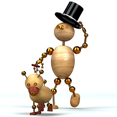 Image showing wood man and dog 3d rendered