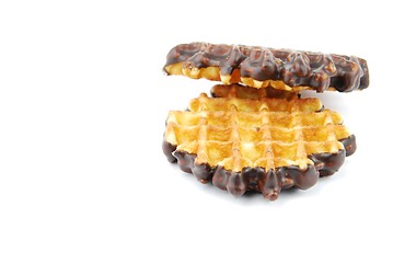 Image showing Chocolate belgian waffles on white