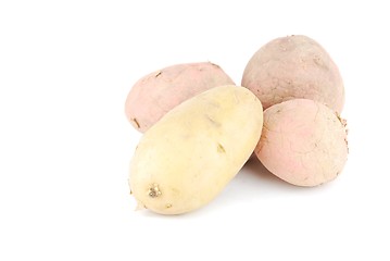 Image showing Bunch of potatoes on white