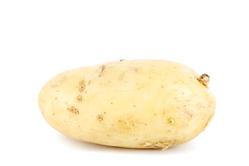 Image showing Unpeeled yellow potato on white