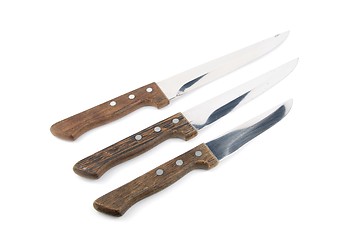 Image showing Wooden kitchen knifes on white