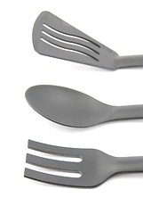 Image showing Black plastic kitchen utensil on white