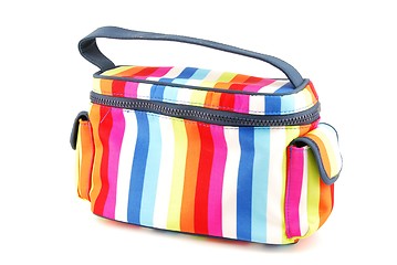 Image showing Colorful toiletry bag on white