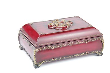 Image showing Vintage treasure chest closed on white
