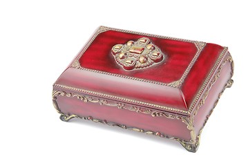 Image showing Vintage treasure chest closed on white