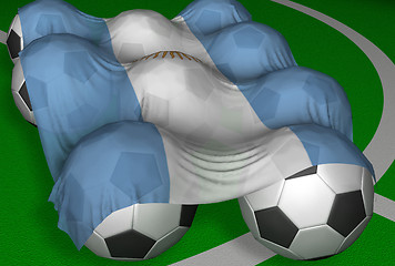Image showing Argentina flag and soccer-balls
