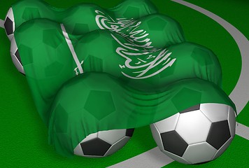 Image showing Saudi Arabia flag and soccer-balls