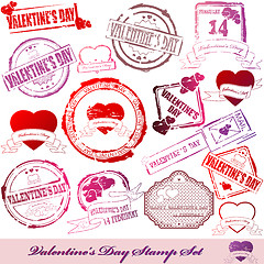 Image showing Vector Set of Valentine Day stamps