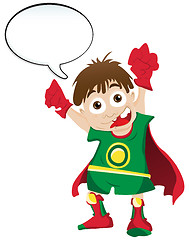 Image showing Super hero Boy with Speech Bubble