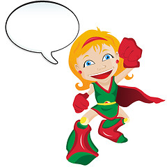 Image showing Super hero Girl with Speech Bubble