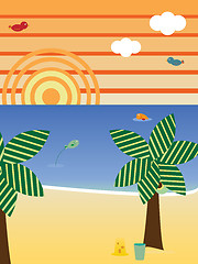 Image showing Retro Beach Landscape Season Summer