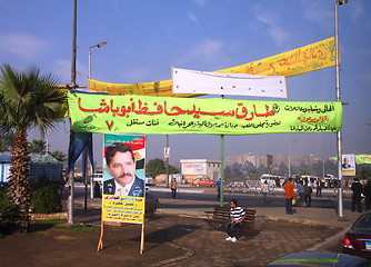 Image showing Campaign posters on streets of Cairo Egypt