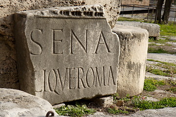 Image showing Latin inscription in the forum of Rome