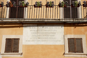 Image showing Decorated facade, house in the historic center of Rome.