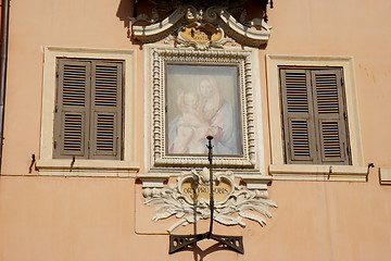 Image showing Decorated facade, house in the historic center of Rome.