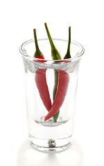 Image showing Chillies In A Shot Glass