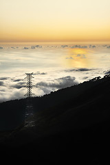 Image showing Electricity pylon over valley - Madeira