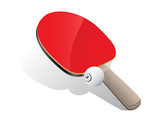 Image showing Ping-pong paddle and ball