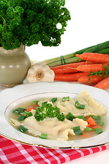 Image showing Pasta squares soup