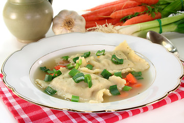 Image showing Pasta squares soup