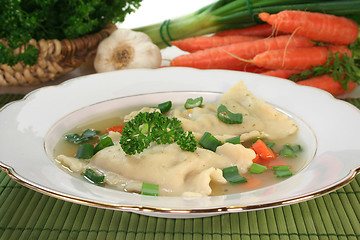 Image showing Pasta squares soup