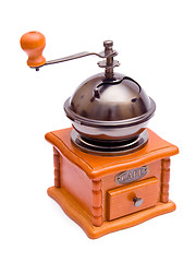 Image showing Wooden retro coffee-grinder