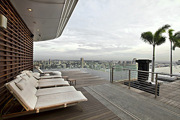 Image showing Lounging by Rooftop Infinity Swimming Pool