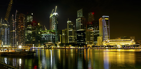 Image showing Construction by Singapore River Skyline at Night