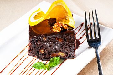 Image showing chocolate and walnuts cake